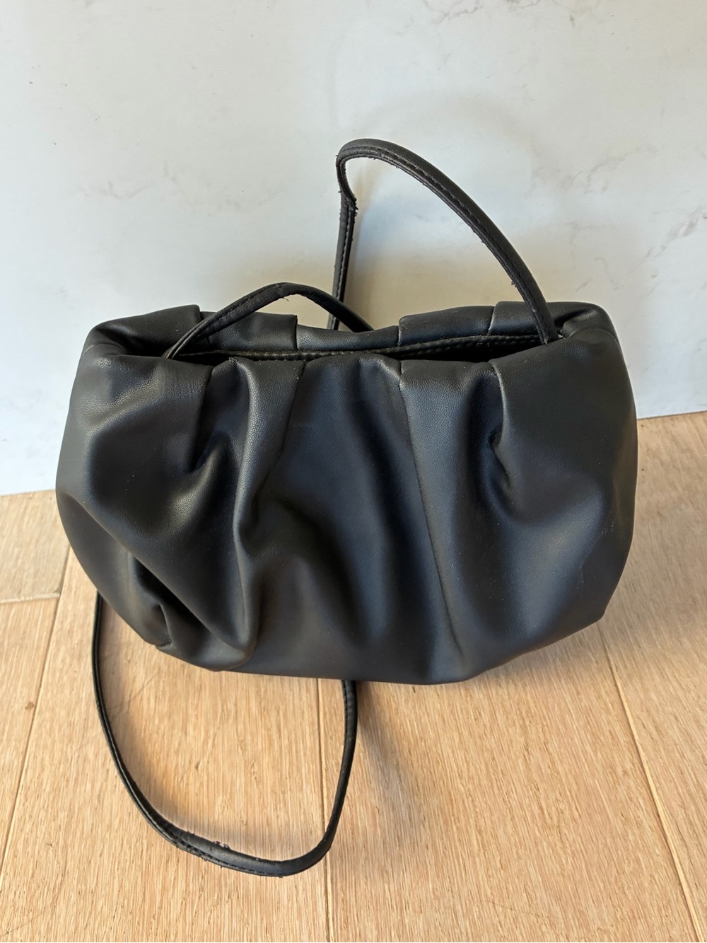 Oak & Fort Black Ruched - Gathered Crossbody Shoulder Bag - Women